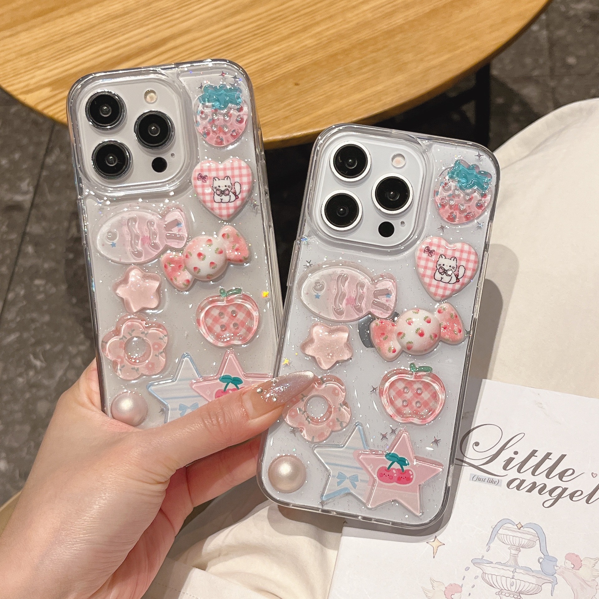 Korean-style 3D Strawberry And Fish Phone Casecompatible With Device Name