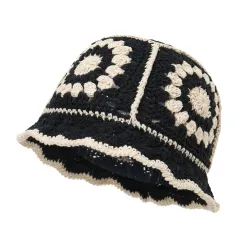 Knitted Fisherman Sun Protection Hat Sun Hat Outdoor UV-proof - Black - View 1
