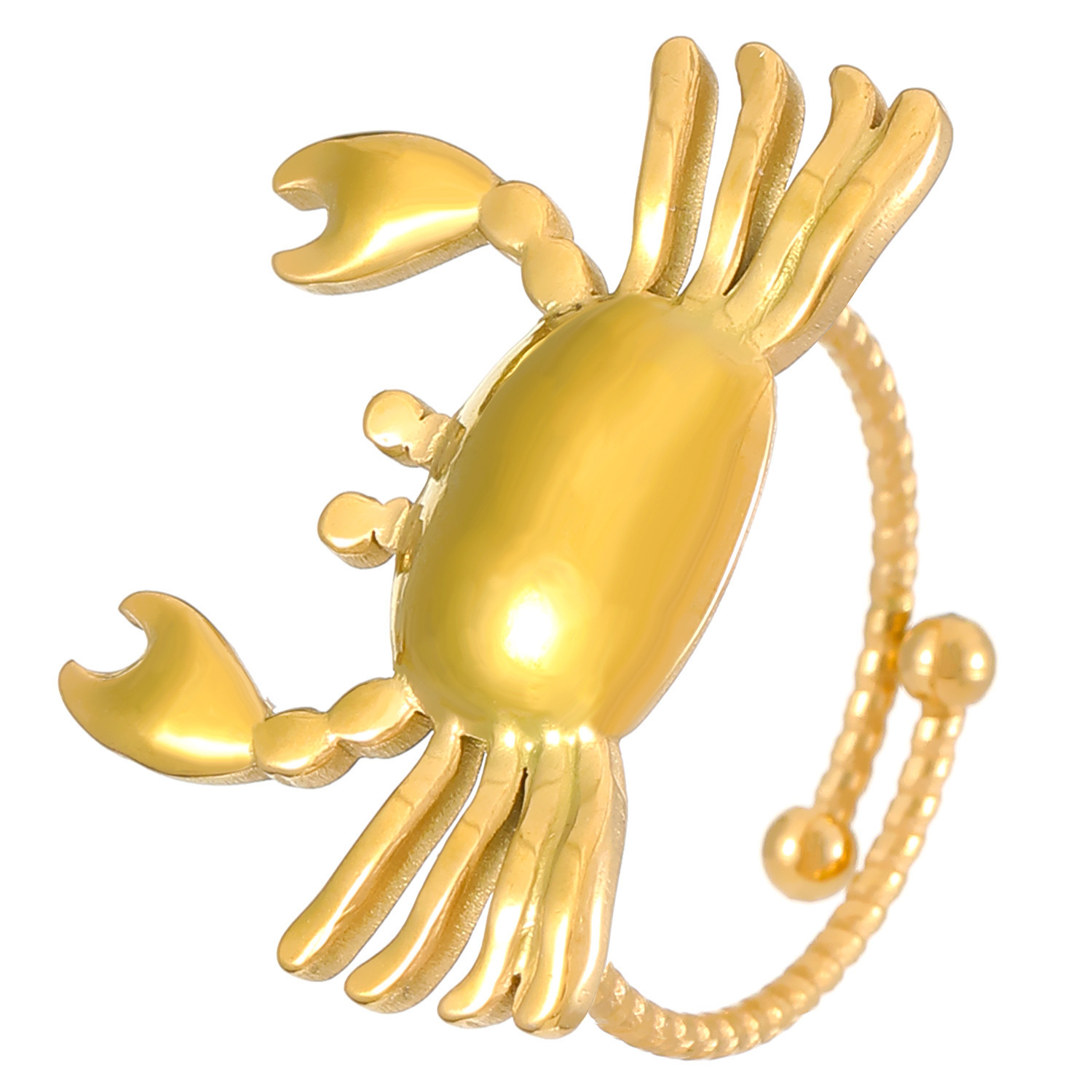 Stainless Steel Ring That Wont Fadefeaturing A Crab Heart Starfish And Turtle Design With An Adjustable Opening