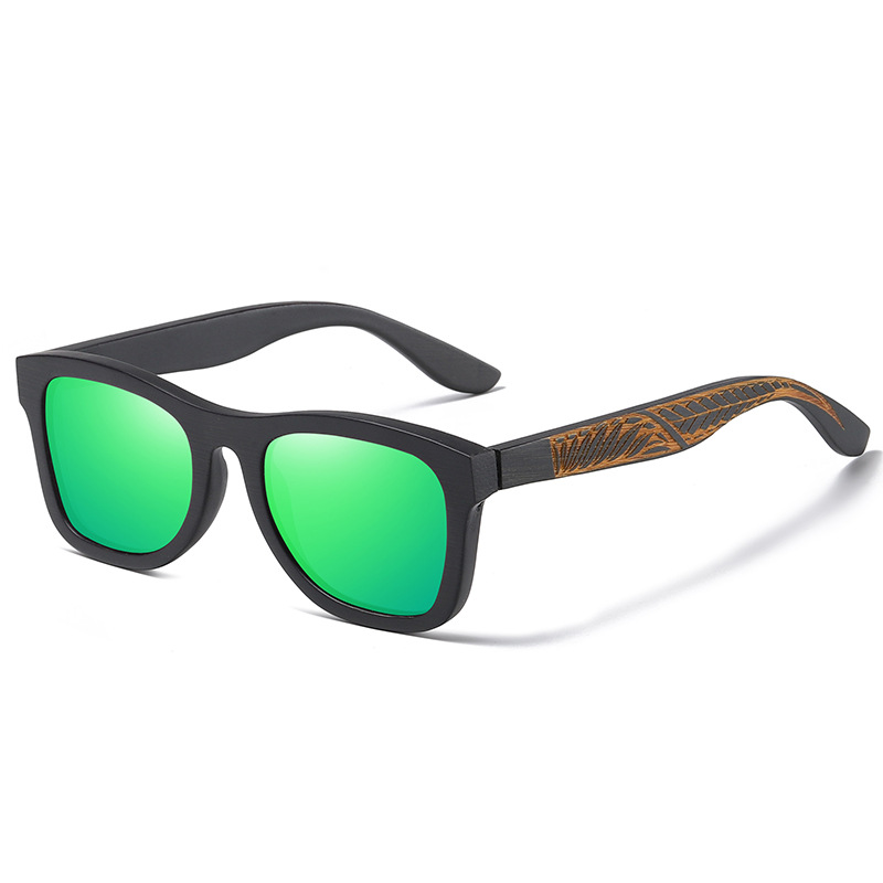 Bamboo Wood Glasses Brushed Black Frame Pattern Leg - Image 3