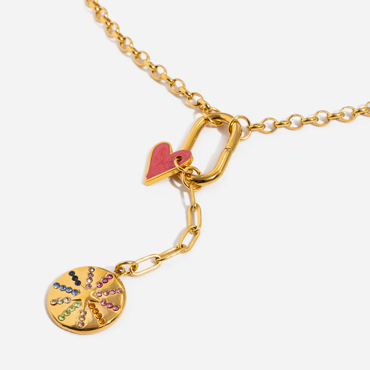 18K Gold stainless Steel Star And Heart Tassel Necklace