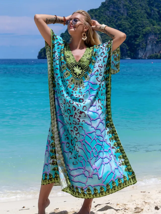 Rayon Printed Robe Seaside Holiday Sun Protection Shirt Beach Dress Bikini Zs200013 - Shop at LoveMi