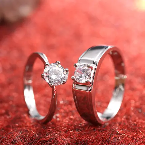 Diamond Ring Simulation Women's Moissanite Couple Rings SATINE Six-claw