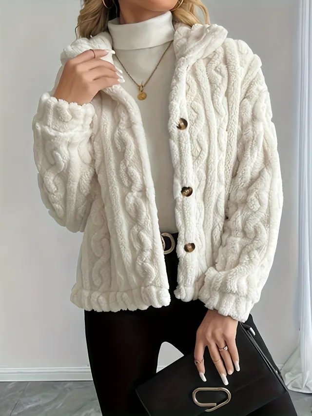Fashion Plush Warm Women's Jacket Top White - Shop at LoveMi