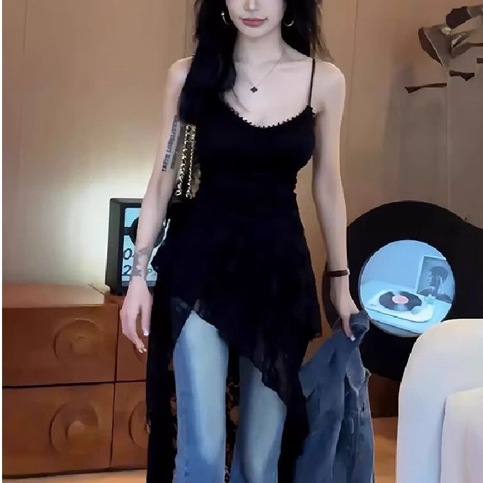 Irregular Slit Hemline At Hem Dress Atmosphere Slim Fit