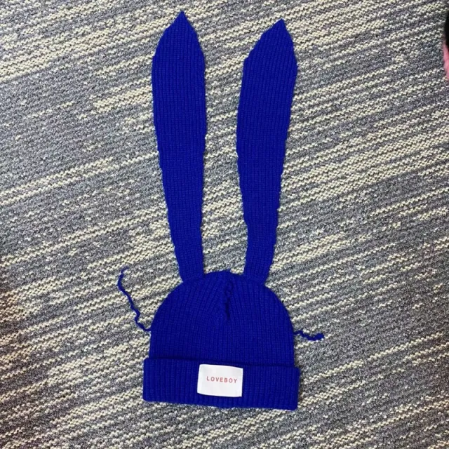 Special interest Design Long Ears Rabbit Knitted Woolen Cap Cute Warm Hat Blue - Shop at LoveMi
