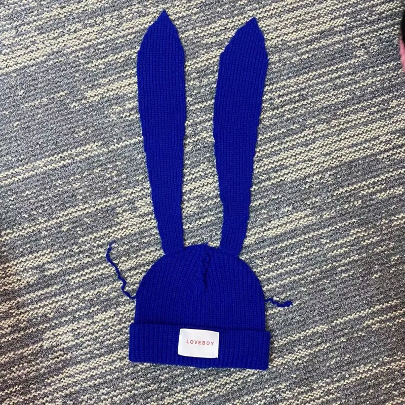 Special-interest Design Long Ears Rabbit Knitted Woolen Cap Cute Warm Hat - Blue