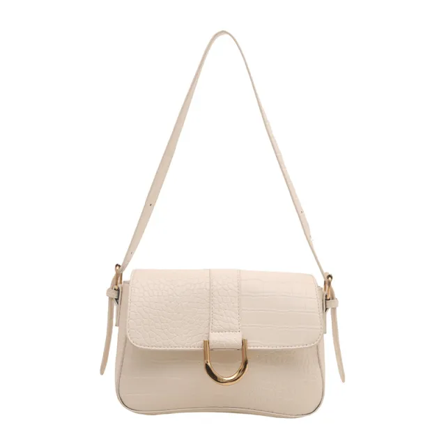 Advanced Texture Underarm Retro Style Fashionable Vachette Clasp Women's Shoulder Bag White - Shop at LoveMi