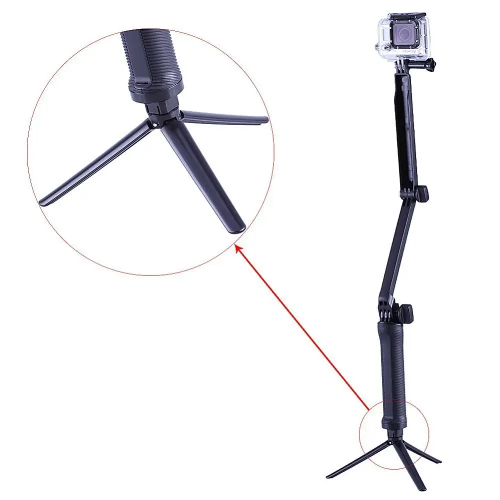 Compatible With GoPro DJI ACTION And Insta360  3in1 Foldable Selfie Stick