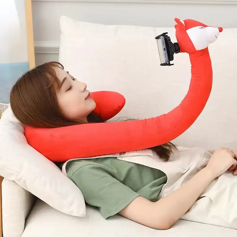 Bracket U-shape Pillow Mobile Phone Stand Bedside Cute Cartoon Hanging Neck Pillow