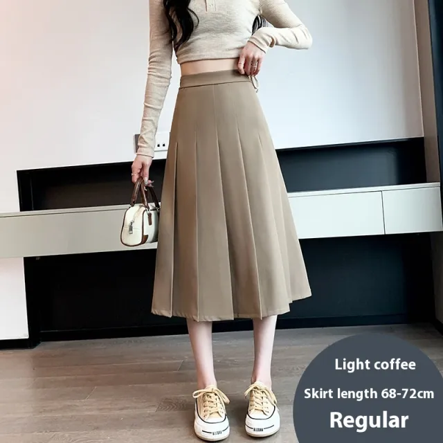 Women's Retro Skirt Khaki Autumn And Winter New Loose High Waist Light Brown - Shop at LoveMi