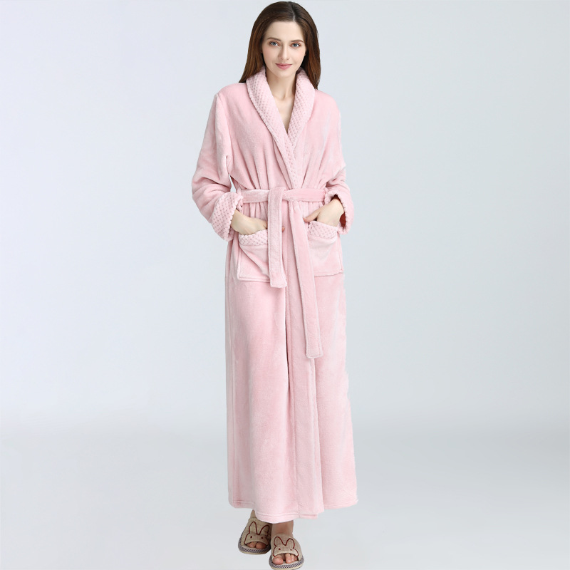 Women's Autumn And Winter Thickening Lengthened Bathrobe Flannel Nightgown