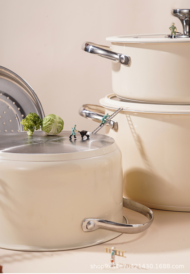 Stainless Steel 304 Double Bottom Pot Ceramic Paint Soup Pot