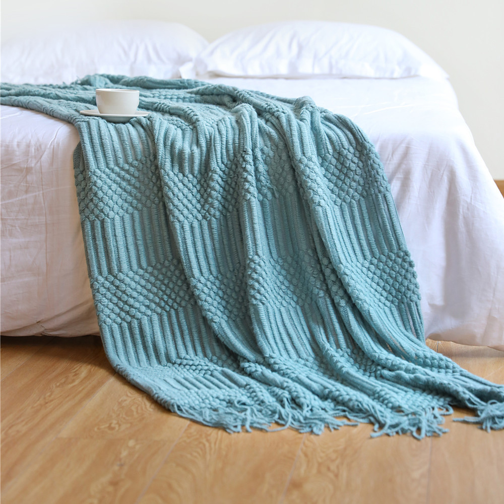 Knitted Throw Blanket with Tassels, picture 9 of 11
