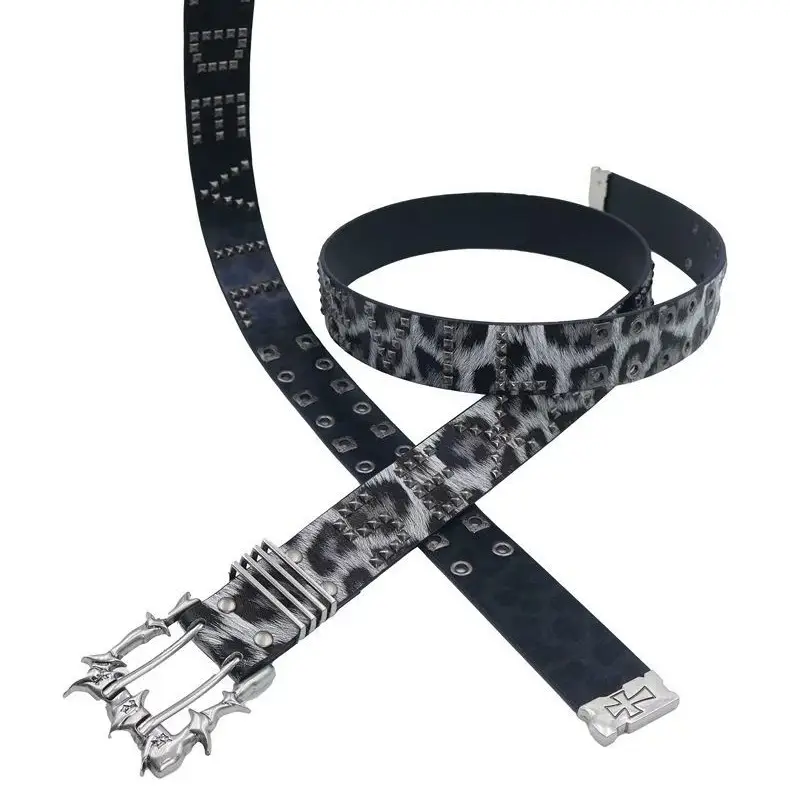 Double-needle Punk Buckle Street Hip-hop Belt Leather Belt