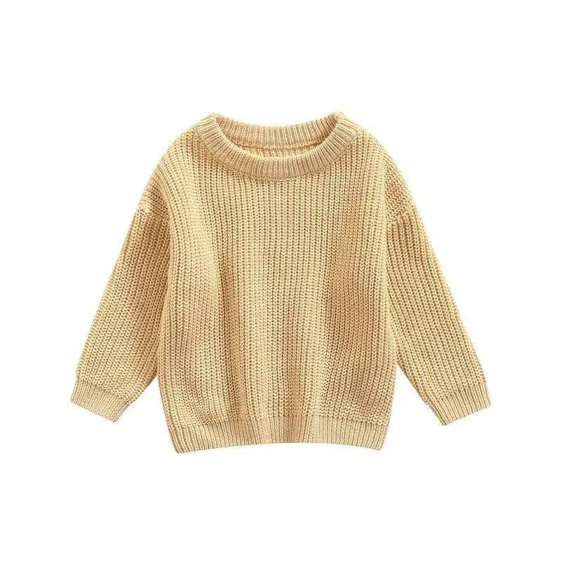 Girls' Solid Color Crew Neck Casual Sweater