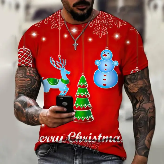 Fashion Christmas Short Sleeve Round Neck A4143 6Xl - Shop at LoveMi