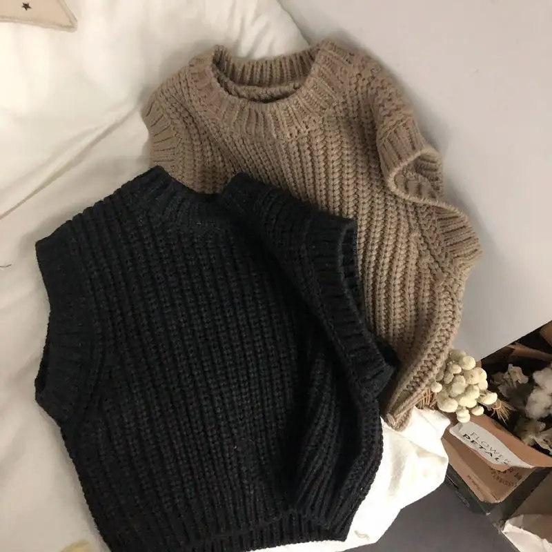 Children's Thick Stripe Thickened Wool Vest Pullover