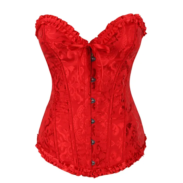European And American Gathered Waist Court Corset Vest Red - Shop at LoveMi
