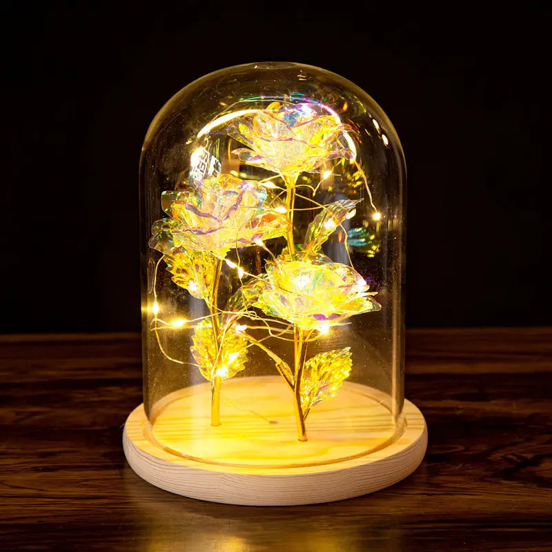 Three Colored Gold Rose Glass Cover LED