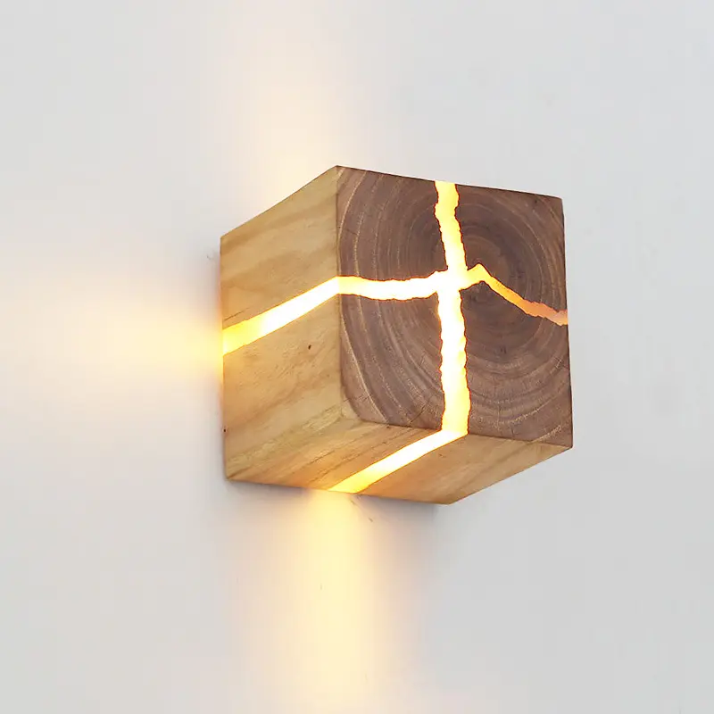 Creative Corridor Square Solid Wood Wall Bedside