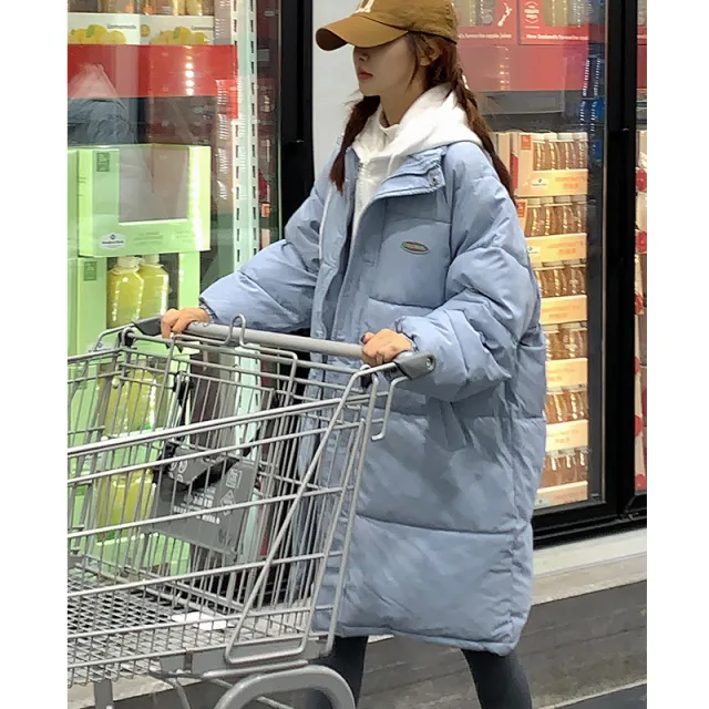 Winter Down Cotton Jacket Women's Coat Korean style Mid length Blue - Shop at LoveMi
