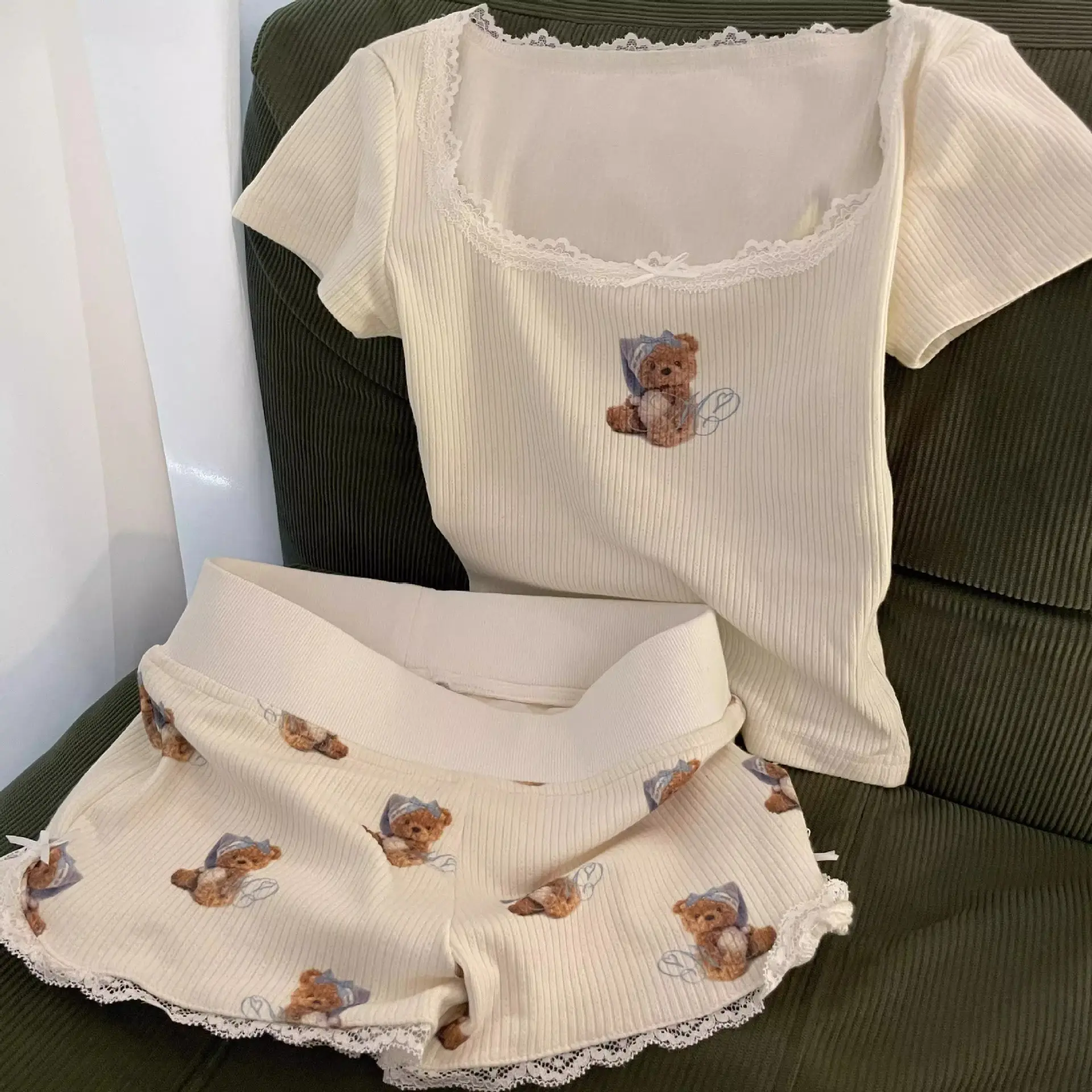 Cute Little Bear Lace Shorts Womens Summer