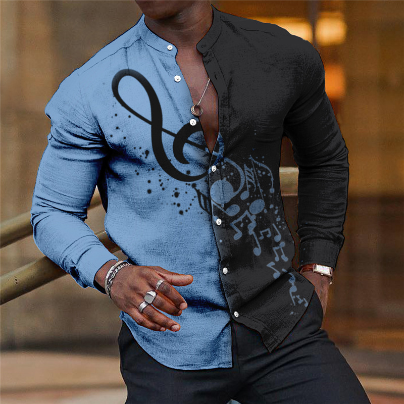 Mens Breathable Long-sleeve Printed Shirt ZJCS F12X S