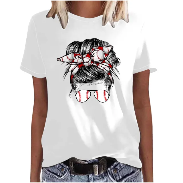 Mother's Day Baseball Women's Various Styles Loose fitting Pullover Round neck Short sleeved T shirt 47448 L - Shop at LoveMi