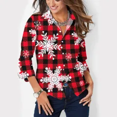 Women's Button Lapel Long Sleeve Shirt - Ncsc0006-L - View 1