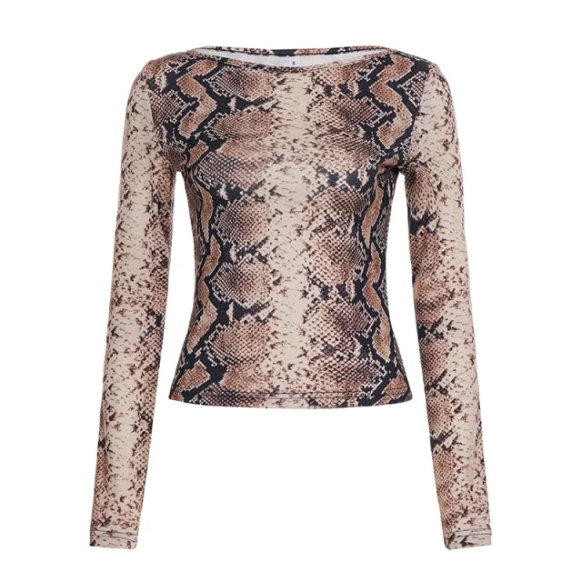 Wild And Sexy Snake Print T Shirt With A Bold Edgy Appeal Brown - Shop at LoveMi