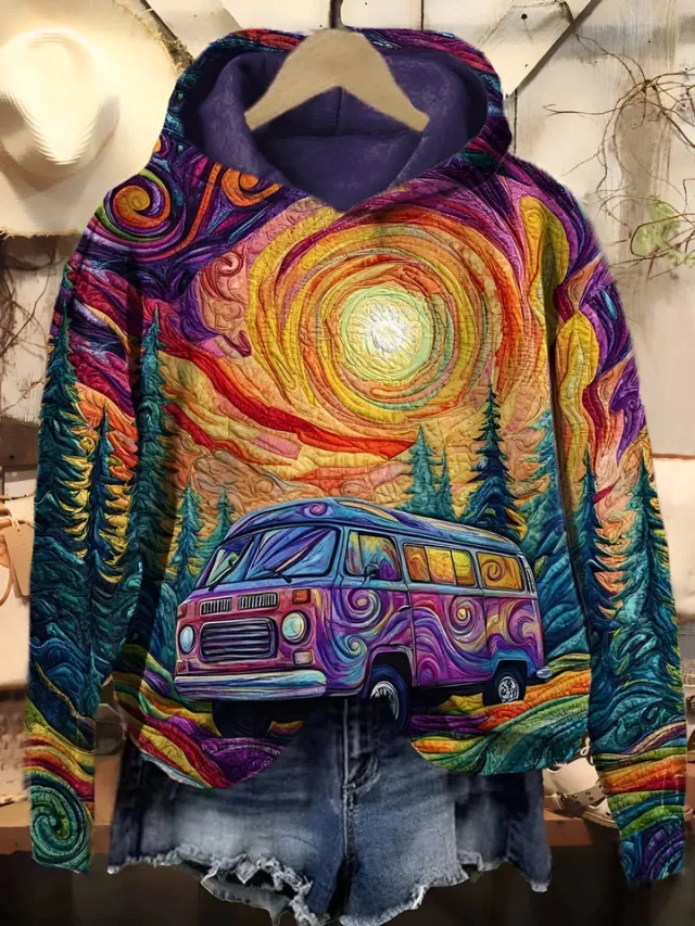 Women's Digital Printing Casual Loose Sweatshirt Dhk242012P24 Xl - Shop at LoveMi