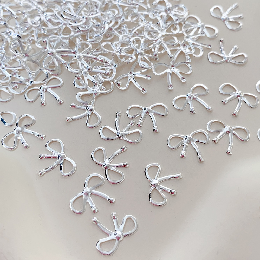 Alloy Bow Nail Ornament Light Luxury Advanced Bow Gold And Silver Nail Accessories 4