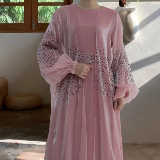 Lady Mesh Robe Coat Two piece Set Pink - Shop at LoveMi