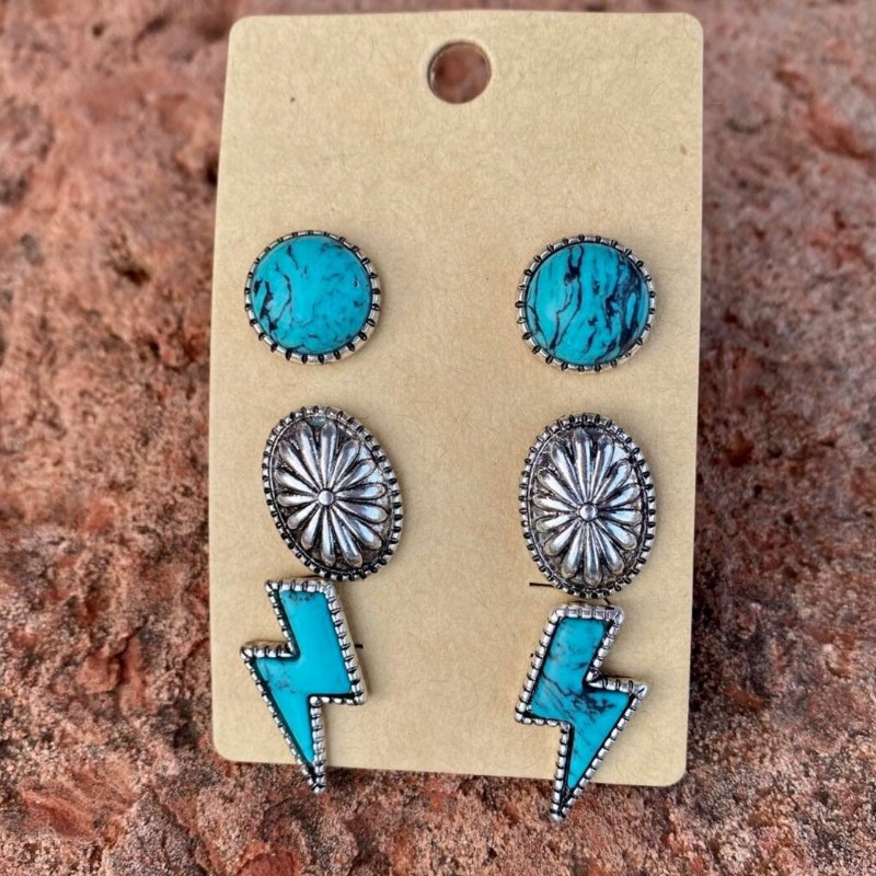 Bohemian Turquoise Alloy Stud Earrings