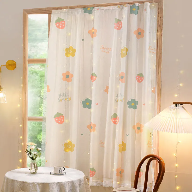 Velcro Curtain Simple Shading Cloth Punch-free Installation - Flowers