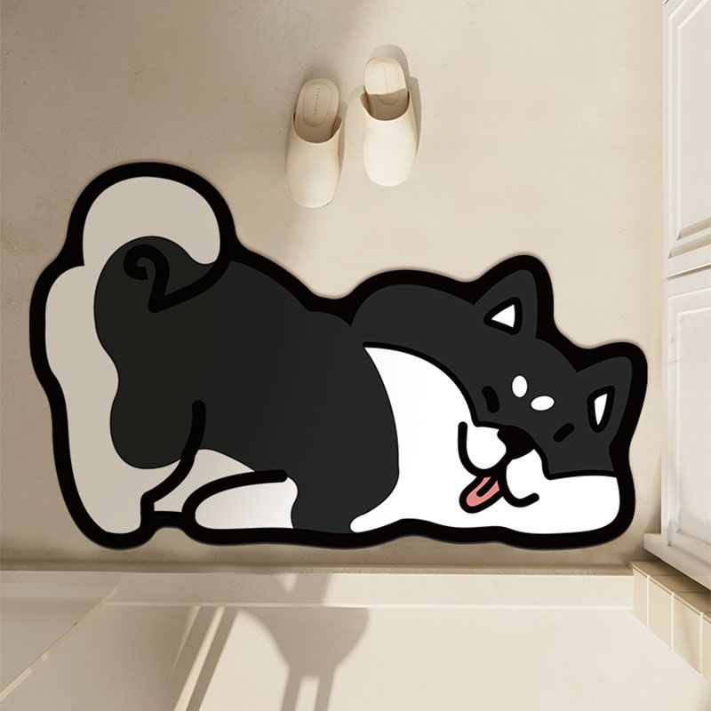 Cartoon Shiba Inu Diatom Ooze Bathroom Door Absorbent Cute Non-slip Mat