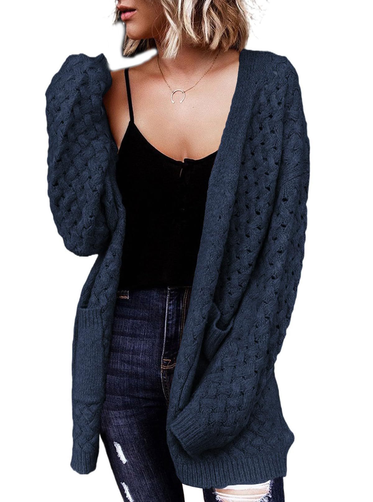 Knitted Cardigan Sweater Coat For Women Navy - Shop at LoveMi