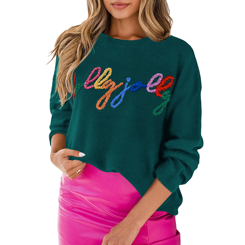 Women's Autumn Simple Loose Colored Letter Sweater P309 - Shop at LoveMi
