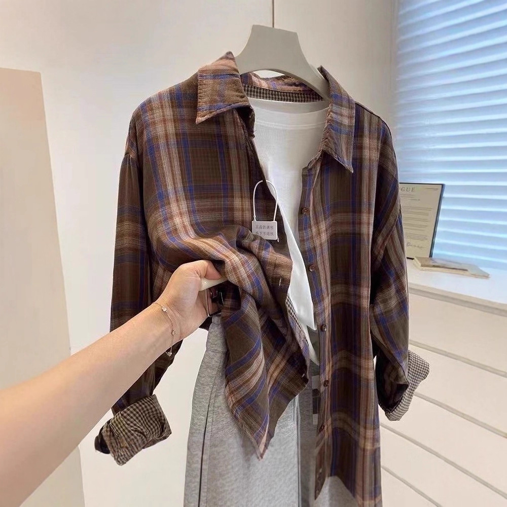 Fashionable Loose-fit Laid-back Vintage-style Versatile Blouse Cardigan Top