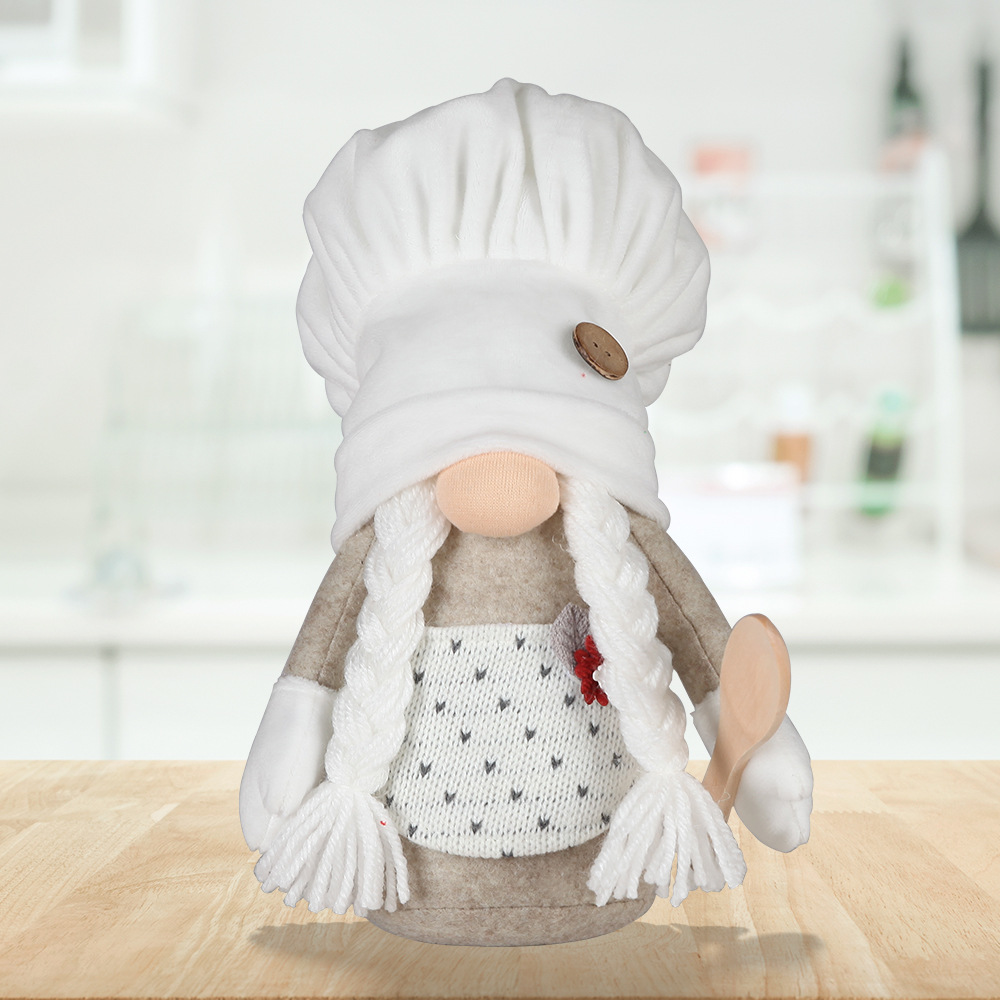 White Chef Cap Doll Gray