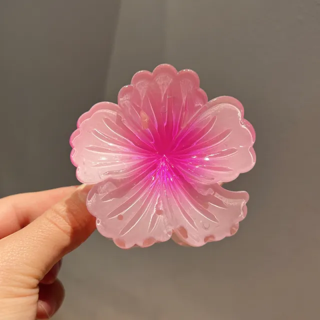 Gradient Color Curly Heart Flower Barrettes Large Headdress Pink 8Cm - Shop at LoveMi