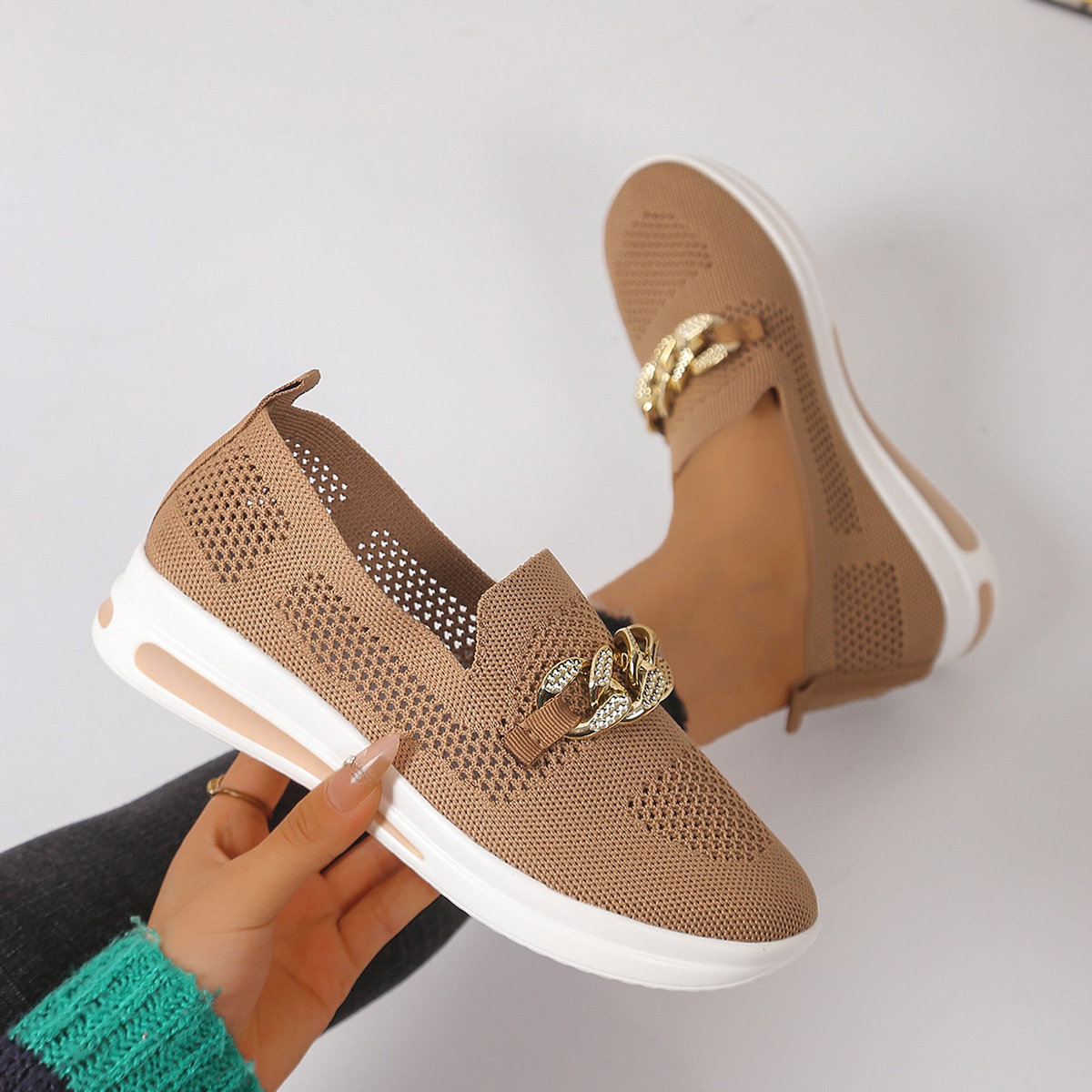 Breathable Hollowed-Out Upper Metal Chain Wedge Casual Shoes 43