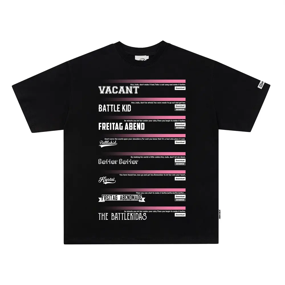Large Area English Letter Print Short-sleeve
