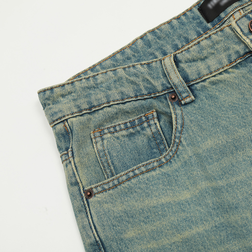 Washed White Wide-leg Denim Trousers For Men