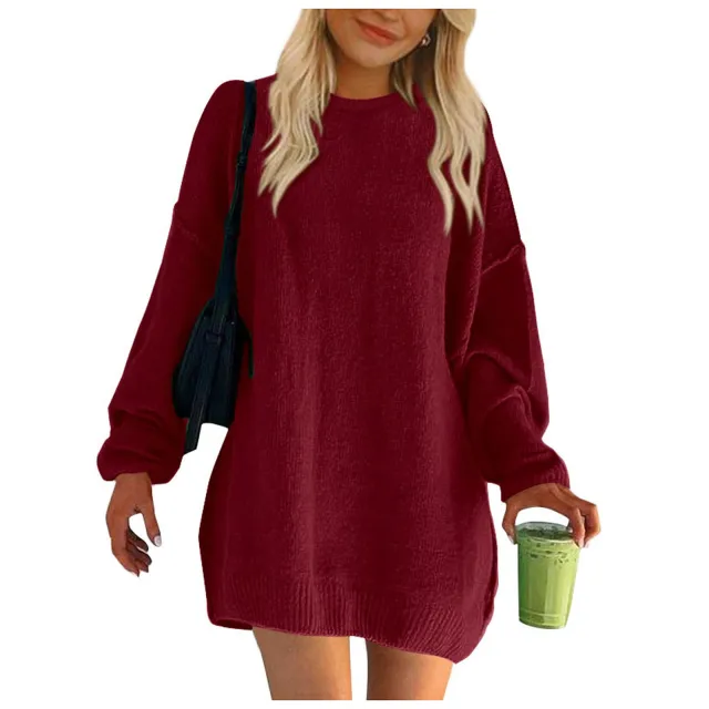 Women's Turtleneck Sweater Fashion Rib Knitted Dark Red - Shop at LoveMi