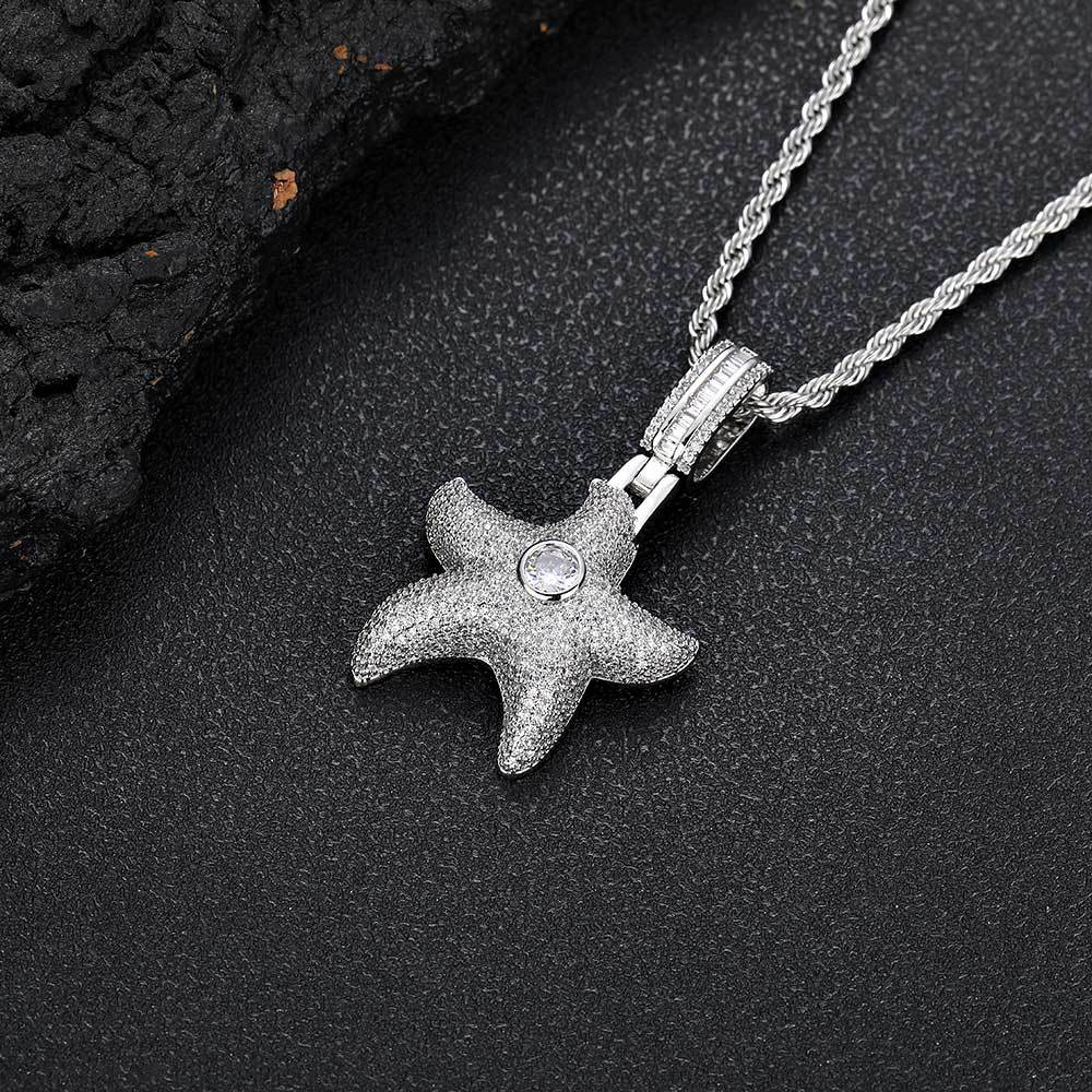 Hip Hop Micro Inlaid Zircon Five-pointed Star Pendant