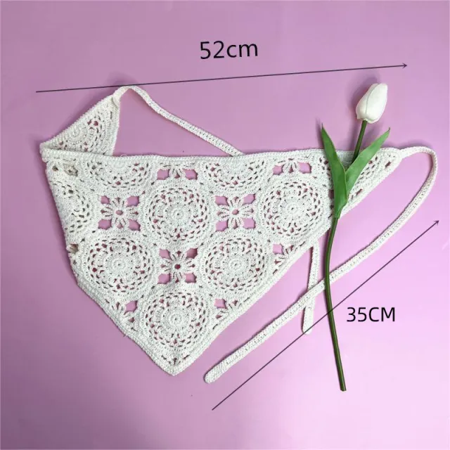 All matching Triangular Binder Knitted Hair Band 9 White Big Flower Models - Shop at LoveMi
