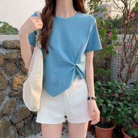 Casual Loose Design T shirt Blue - Shop at LoveMi