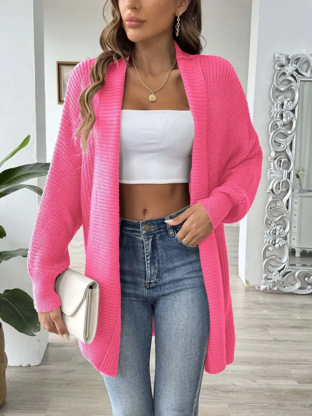 European And American Women's Clothing Simple Loose Sweater Cardigan Multicolor Rose Red - Shop at LoveMi